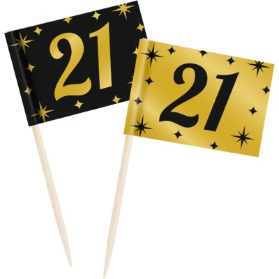 Afbeelding van Coctail Prikkers 21 jaar Classy 6,5cm 50 stuks