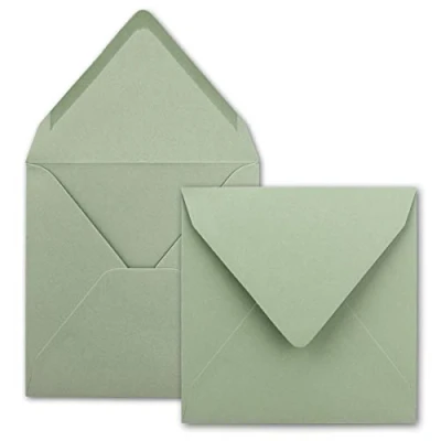 Afbeelding van FarbenFroh van GUSTAV NEUSER enveloppen, 25 x vierkante eucalyptus zonder adresvenster, met natte plakrand voor bruiloftsuitnodigingen, verjaardagen en meer, 15,5 cm, stuks