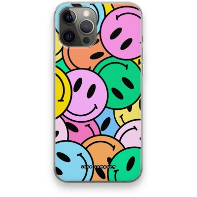 Afbeelding van Case Company® hoesje geschikt voor iPhone 12 Pro Max Smiley N1 Soft Cover Telefoonhoesje Bescherming aan alle Kanten en Schermrand