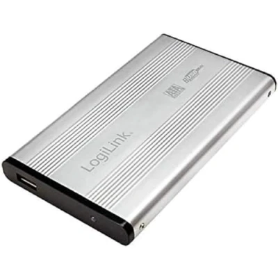 Afbeelding van LogiLink Behuizing. 6.3cm (2,5&quot;) USB 2.0/SATA Silber ALU zonder Voeding retail let op: lege behuizing, zelf hdd of ssd toevoegen