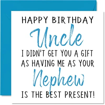 Afbeelding van Grappige verjaardagskaart voor oom van Nephew Happy Birthday Uncle No Gift neefjes, Grode, grappenverjaardag, 145 mm x