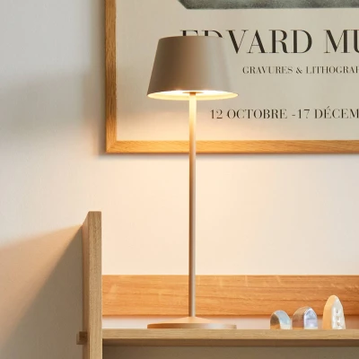 Afbeelding van LOOM DESIGN LED oplaadbare terraslamp Modi grijs beige 36cm CCT