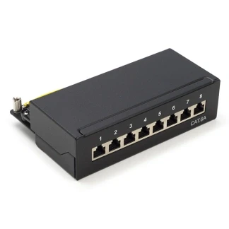 Afbeelding van Patchpaneel Cat6a S/FTP 8 poorten (Desktop, Zwart)
