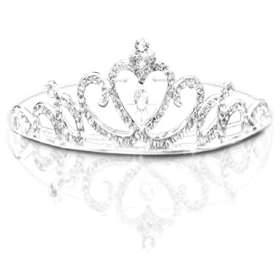 Afbeelding van Bruiloft tiara voor vrouwen meisjes Strass prinses hoofdband bloemen bruidsmeisje kristal hartvorm kroon kinderen S12 strass, Bergkristal, steentjes