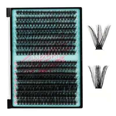 Image de Grappes de cils 320 pièces 70D 90D, en grappe D Curl individuels et effilés pour extensions DIY à domicile débutants (Mix10 16mm)