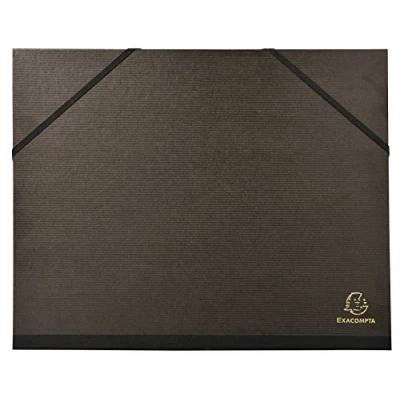 Afbeelding van Tekenkarton kraftpapier, zwart, gelakt met elastieken 26 x 33 cm A4 Maxi