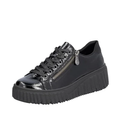 Afbeelding van Rieker Sneakers laag, Dames, Maat: 39, Glanzschwarz Leer