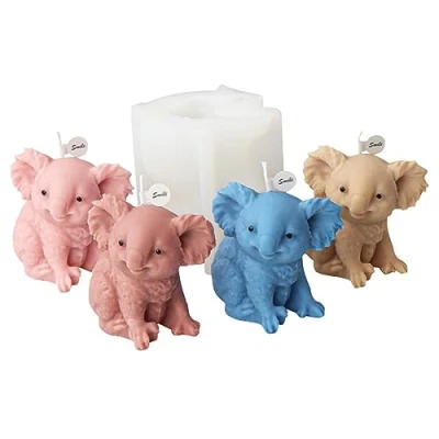 Afbeelding van Xidmold Koala 3D siliconen mal kaarsvorm fondant soja kaars zeep gips sculptuur epoxyhars handwerk