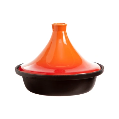 Afbeelding van Cosy &amp; Trendy Tajine Zwart / Oranje Gietijzeren Schaal Ø25cm Geschikt voor Inductie