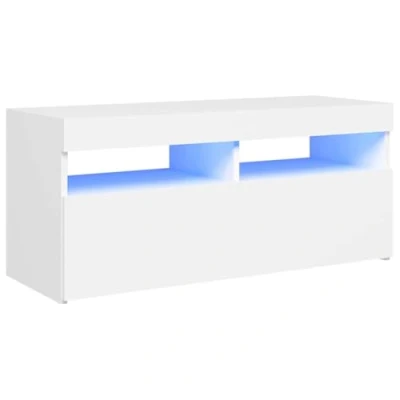 Image de vidaXL Meuble TV avec lumières LED blanc 90x35x40 cm804382