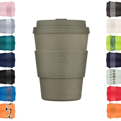 Afbeelding van Ecoffee Cup Herbruikbare en milieuvriendelijke koffiemok van 100% plantaardig met siliconen deksel huls, melamine vrij biologisch afbreekbaar, vaatwasserbestendig/magnetronbestendig (Molto