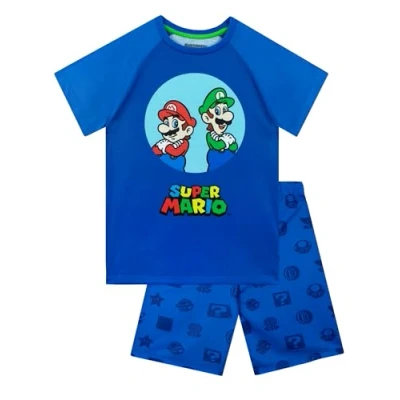 Afbeelding van Pyjama Super Mario I voor jongens, gamer, PJs kort, leeftijd 3 tot 13 jaar, Blauw