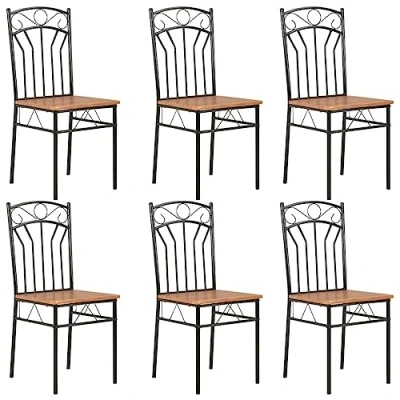 Afbeelding van vidaXL Eetstoelen set van 6 bruin MDF