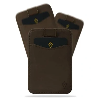Afbeelding van AKIELO RFID blokkerende kaarthouder met geschenkdoos, compacte en dunne kaarthouder, minimalistische herenportemonnee (Charlie collectie), 02 stuks. Dark Mokka Edition, Minimalistisch