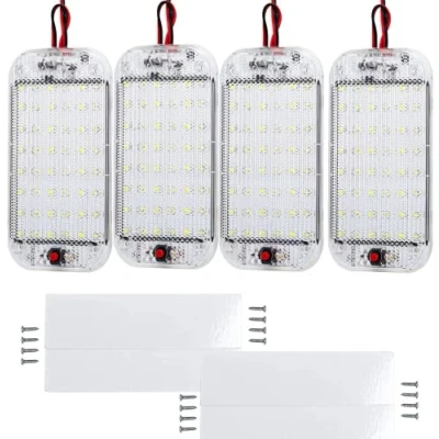 Afbeelding van Intckwan 4 stuks auto binnenverlichting 12 V 85 48 led met aan/uit schakelaar voor auto, camper, vrachtwagen, bestelwagen, boot, caravan