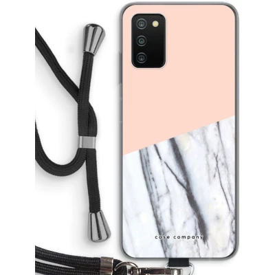 Afbeelding van Case Company® hoesje met Koord geschikt voor Samsung Galaxy A03S A touch of peach Telefoonhoesje Zwart Bescherming aan alle Kanten en Over de Schermrand
