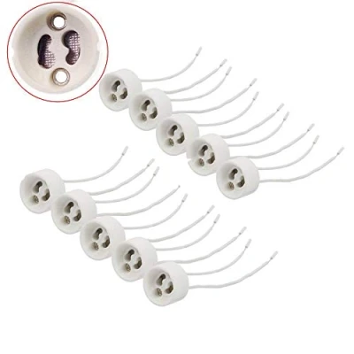 Afbeelding van JZK 10 x GU10 keramische lamphouder met lood voor halogeenlamp ledlamp CFL lamp, controlelamphouder siliconen draad
