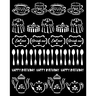 Afbeelding van Stamperia International Alice Sweety sjabloon, 20 x 25 cm, verschillende kleuren