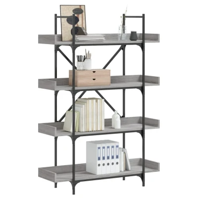Afbeelding van Boekenkast 4 laags 100x33x145,5 cm bewerkt hout grijs sonoma