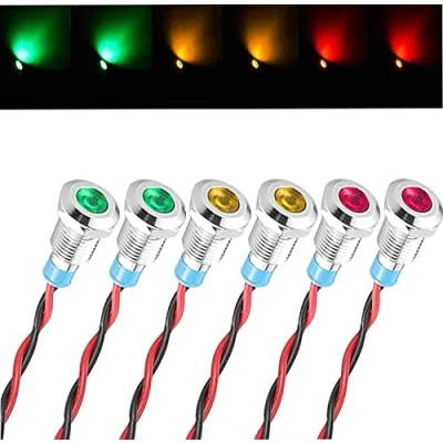 Afbeelding van GUUZI 6 stuks 220 V 230 8 mm led paneel pilot dash waarschuwingslampje lampje driver richtingslampen (rood/geel/groen)