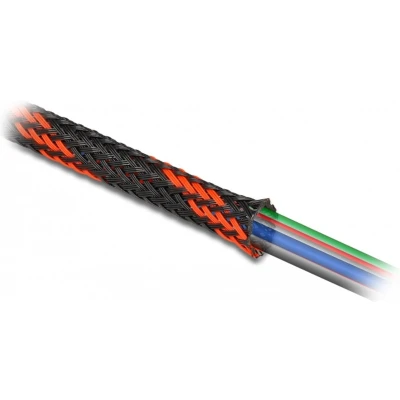 Afbeelding van Gevlochten mouw rekbare 2 m x 6 mm zwart rode