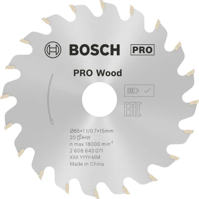Image de Bosch Lame pour Scies Circulaires Optiline Wood, 85 x 15 1,1 mm, 20T