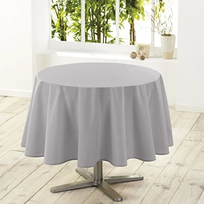 Afbeelding van Tafellaken Tafelzeil textiel Essentiel grijs rond 180 cm
