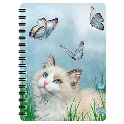 Afbeelding van 3D LiveLife Jotter Deluxebase Notitieboek, A6, spiraalbinding, kattenmotief, effen pagina&#039;s, gerecycled papier