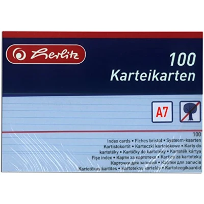 Afbeelding van Herlitz Index kaarten A7, gelinieerd (blauw, 200 kaarten)