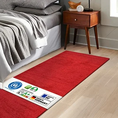 Afbeelding van KARAT Barcelona Tapijt voor slaapkamer, woonkamer, pluizige tapijten, 80 x 200 cm, rood
