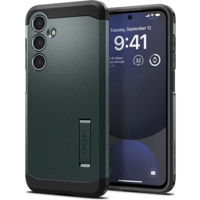 Afbeelding van Spigen Hoesje Geschikt voor Samsung Galaxy S24 FE Tough Armor Backcover smartphone groen