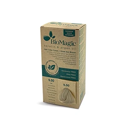 Afbeelding van Natuurlijke Biologische haarverf, verrijkt met Keratine en Arganolie, zonder Ammoniak, PPD Resorcinol EXTRA LICHT BLOND 9/00 Je haar kleuren verzorgen in één BioMagic permanente haarverf! Organic Dierproefvrij 100% Grijsdekkend