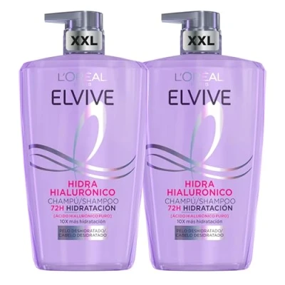 Afbeelding van L&#039;Oréal Paris Elvive Hydra Hyaluronic shampoo, 72 uur hydratatie, 1 liter, 2 stuks