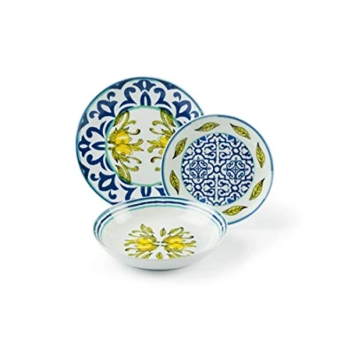 Image de Excelsa Amalfi Service de vaisselle 18 pièces, porcelaine Bleu
