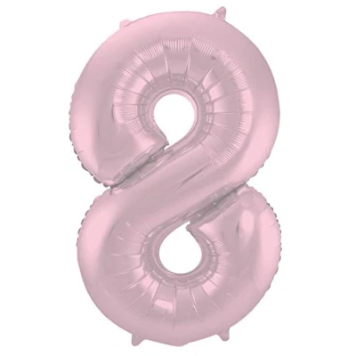 Image de Ballon aluminium numéro 8 Mat Rose Pastel 86cm