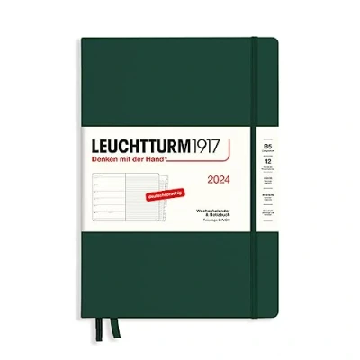 Afbeelding van LEUCHTTURM1917 367749 Samenstelling weekplanner en notitieboek 2024 met adresboek verjaardag, Duits bosgroen 12 maanden