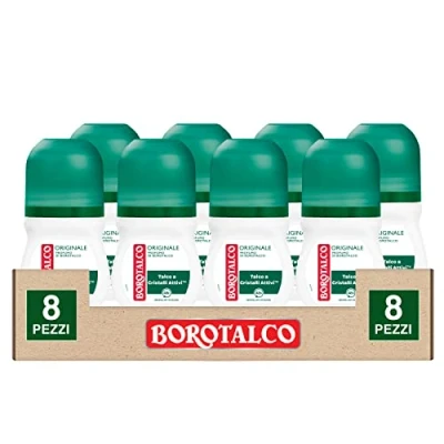 Afbeelding van Borotalco Deo 48h Roll On Originele met actieve kristaltalk, zweetbescherming zonder alcohol, geur van 8 flessen 50 ml