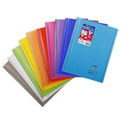 Image de Clairefontaine 386401C Un Cahier à Spirale Koverbook 24x32 cm 160 Pages Grands Carreaux Papier Blanc 90 g Couverture Polypro Couleur Aléatoire