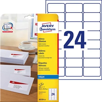 Afbeelding van Avery Zweckform J8159 25 adreslabels, voor enveloppen, vellen