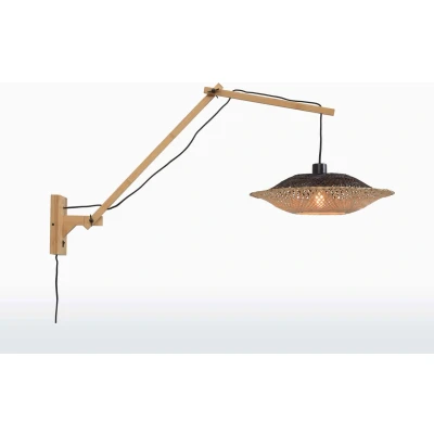 Afbeelding van GOOD&amp;MOJO Wandlamp Kalimantan Bamboe Zwart/Naturel 55x44x45cm Bruin