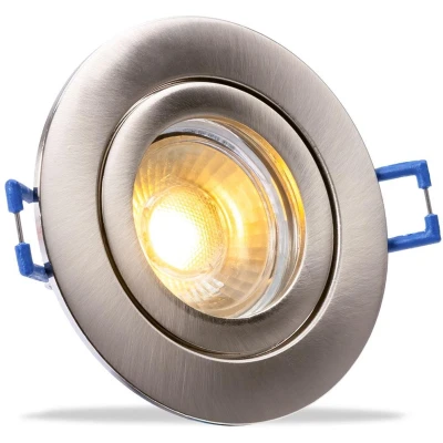 Afbeelding van IP44 LED Inbouwspot Amelia badkamer of buiten Ronde spot Nikkel mat Extra Warm Wit 2700K 4 Watt Philips