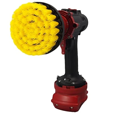 Afbeelding van Hoogwaardige schuurborstel, middelzacht, geel, 10 cm, voor het reinigen van tegels, voegen, badkuip, douche, glasvezel, porselein