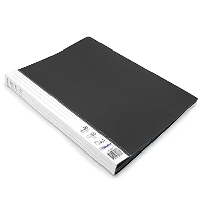 Afbeelding van Waytex 931332N documententas A4 voor 60 foto&#039;s, van polypropyleen, ondoorzichtig, identificeerbaar, 30 transparante hoesjes zwart