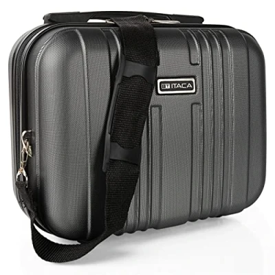 Image de ITACA Vanity case rigide Trousse de toilette femme/homme pour voyage avec bandoulière réglable et amovible à grande capacité légère., Antraciet