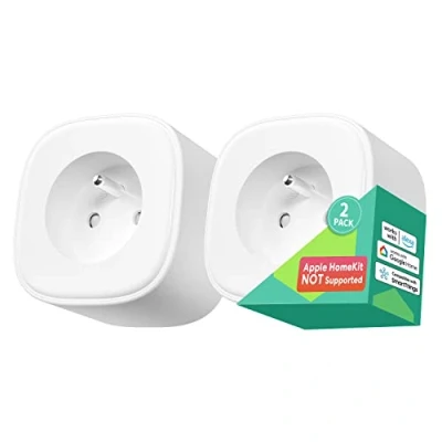 Afbeelding van Meross Prise Connectée (FR), 16A WiFi Compatible avec Alexa et Google Home, Lot de 2 Prises Intelligentes Suivi Consommation, Commande Vocale, Contrôle à Distance Fonction Temps