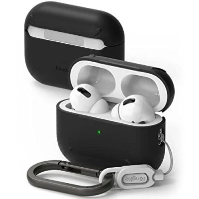 Afbeelding van Ringke Layered Case, compatibel met AirPods Pro 2, hard, krasbestendig, karabijnhaak, voor 2e generatie (2022), zwart