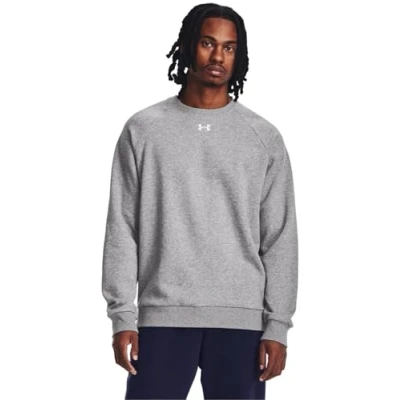 Afbeelding van Under Armour Rival CREW Sweater, Heren, Maat: XXL, Castlerock light heather/white