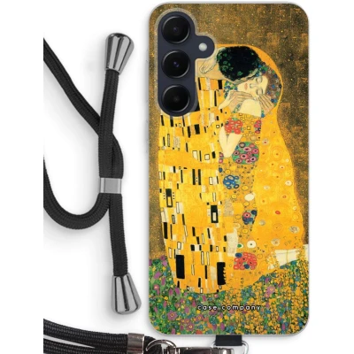 Afbeelding van Case Company® hoesje met Koord geschikt voor Samsung Galaxy A55 Der Kuss Telefoonhoesje Zwart Bescherming aan alle Kanten en Over de Schermrand