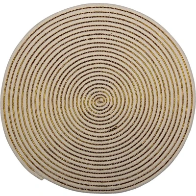 Afbeelding van Clayre &amp; Eef Placemat Riet Ø 51x1 cm Wit Geel Jute Rond Cirkel Tafelmat