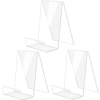 Afbeelding van Plexiglas boekenstandaard, 3 delig, boekenstandaard van acryl, transparante boekenkas, kunststof boekhouder voor folderboek, menuposter, brochure magazine